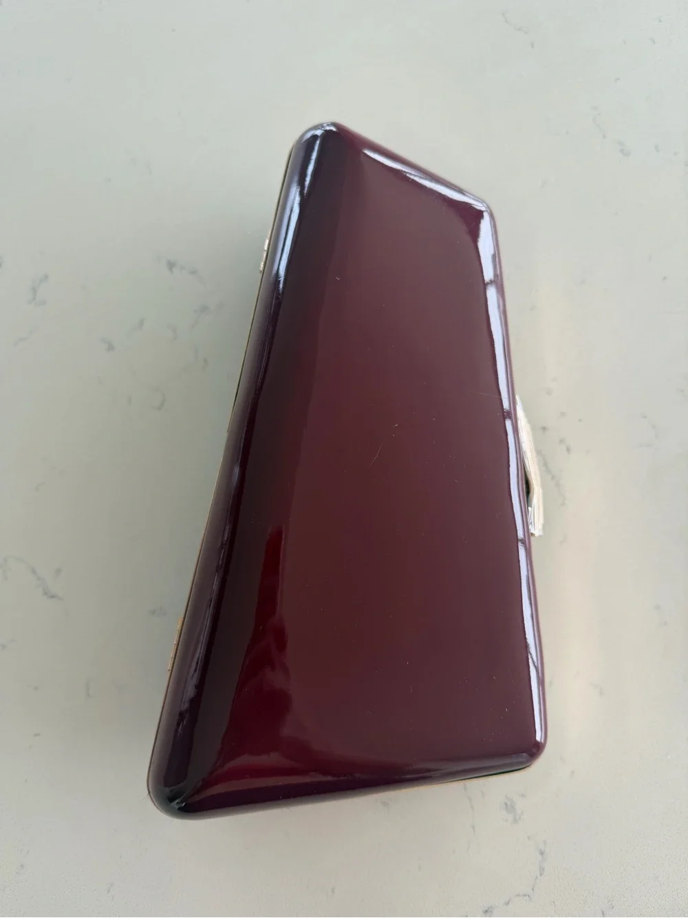 New Patent Frame Clutch in Deep Wine